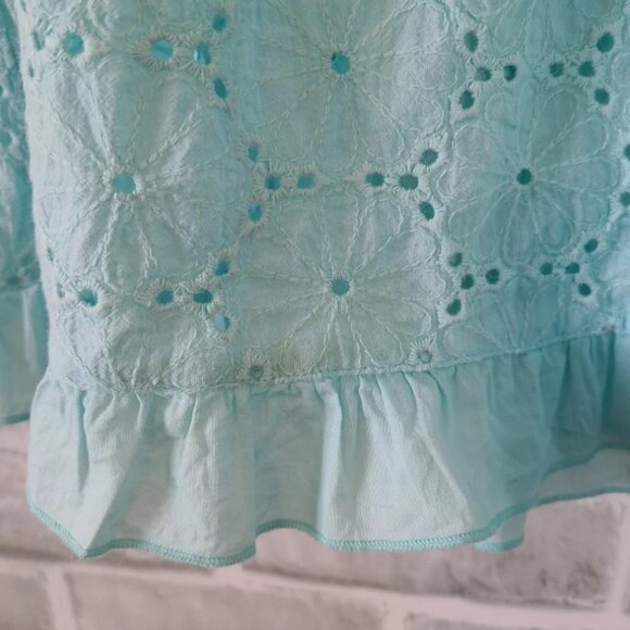 Victoria's Secret Angels Blue Cotton Eyelet Slip Dress Nightie Coquette Medium - Picture 3 of 3